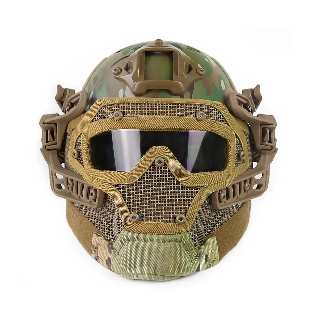 

Tactical Protective Helmet Steel Mesh Face Mask Full Protection Training Helmet CS Airsoft Paintball Shooting Helmets
