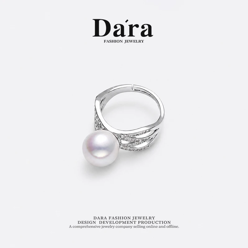 Freshwater Nucleated White Pearl Open Ring, 10-11mm Near-Round with Strong Luster and Slight Imperfections, Luxury Gift Box, Holiday Gift for Women