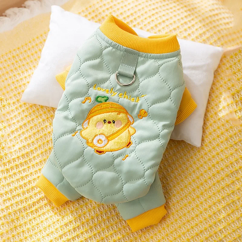 Simple Pet Jumpsuits Cartoon Four-legged Cotton Clothes Teddy Winter Clothes Bichon Warm Coat Thickened Dog Clothes