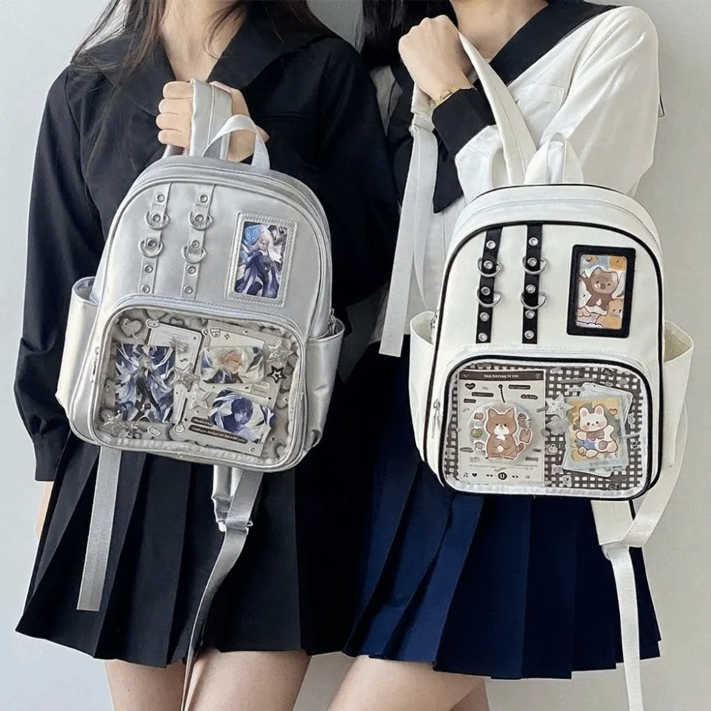 

Kawaii Transparent Transparent Rucksack Y2K PU Shoulder Bag DIY Display Lolita Ita Bag Students