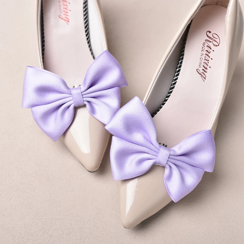 Detachable Versatile White Bow Shoe Clip Accessory Shoe Buckle Wedding Shoe Decoration 2pcs