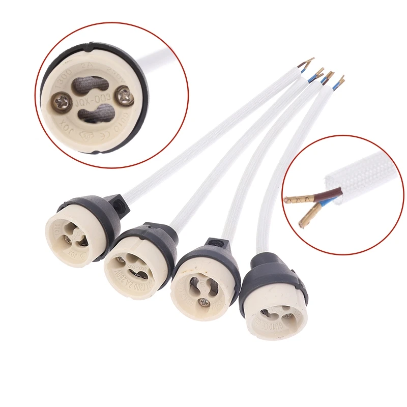 

4Pcs Ceramic GU10 Base Socket Adapter Wire Connector Porcelain Halogen GU10 Lamp Holder LampHolder For LED Spot Light Bulb