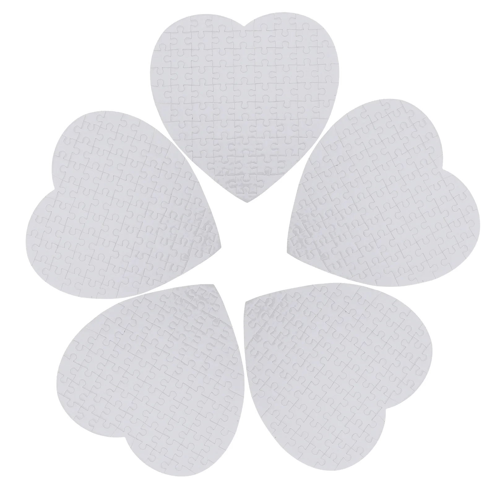 5 set Heart Shaped Blank Sublimation Puzzle Diy Drawing Printable Jigsaw For Craft Heat Transfer Art Project Activity Game Kids