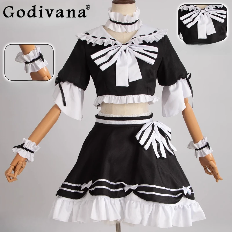 

Women Cosplay Bow Collar Shirt and Skirt Set Summer Halloween College Style Skirt Suits Female Role Play Uniform Outfits