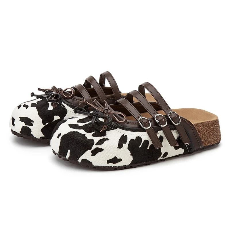 

Retro Bow Belt Buckle Decoration Platform Slipper Women Fashion Leopard Print Thick Bottom Loafers Cozy Concise Zapatos De Mujer