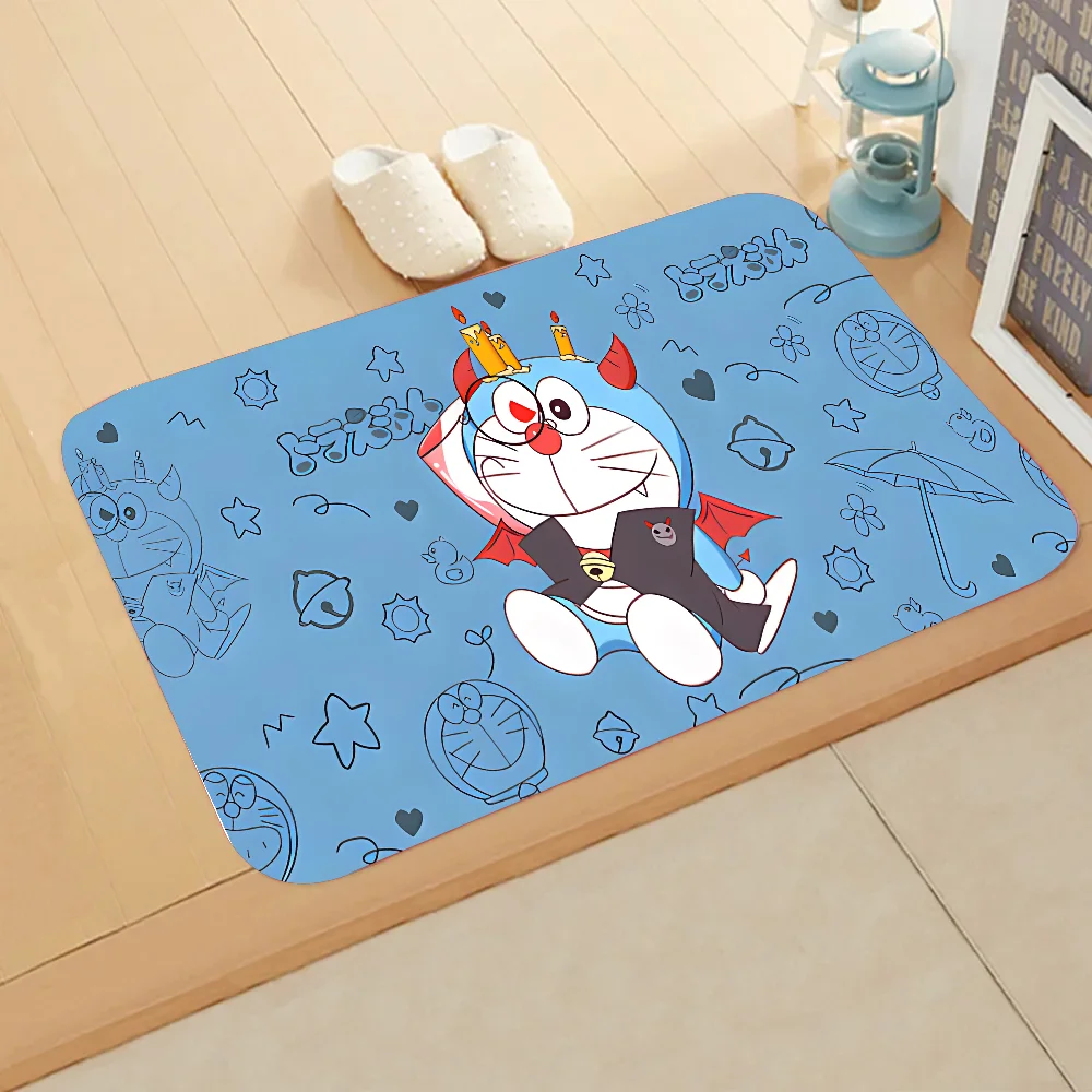 Cartoon D-Doraemon Floor Mat Graphic Printed Flannel Doormats for Bathroom Kitchen Entrance Carpet Home Decor