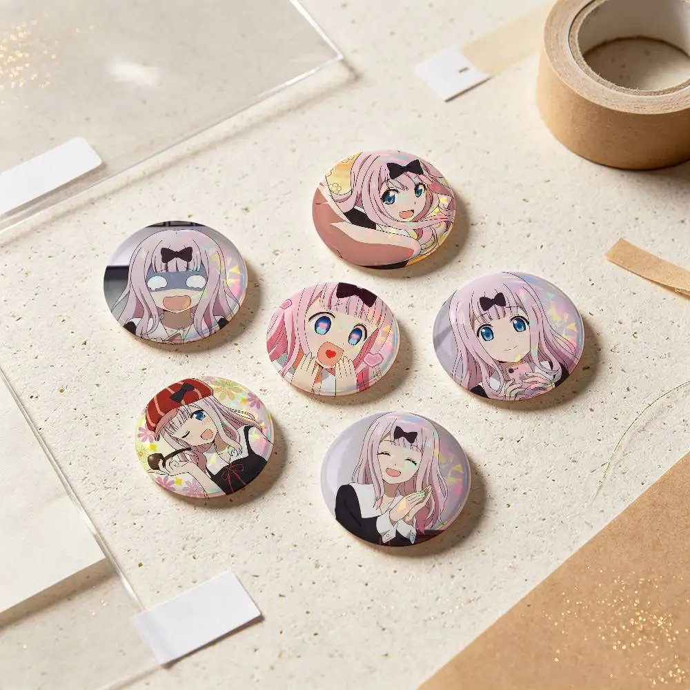 Chika Fujiwara Anime Figure Badges Button Round Creative Pin Brooch Badge Bag Decor Accessories Fans Collect Friends Gifts