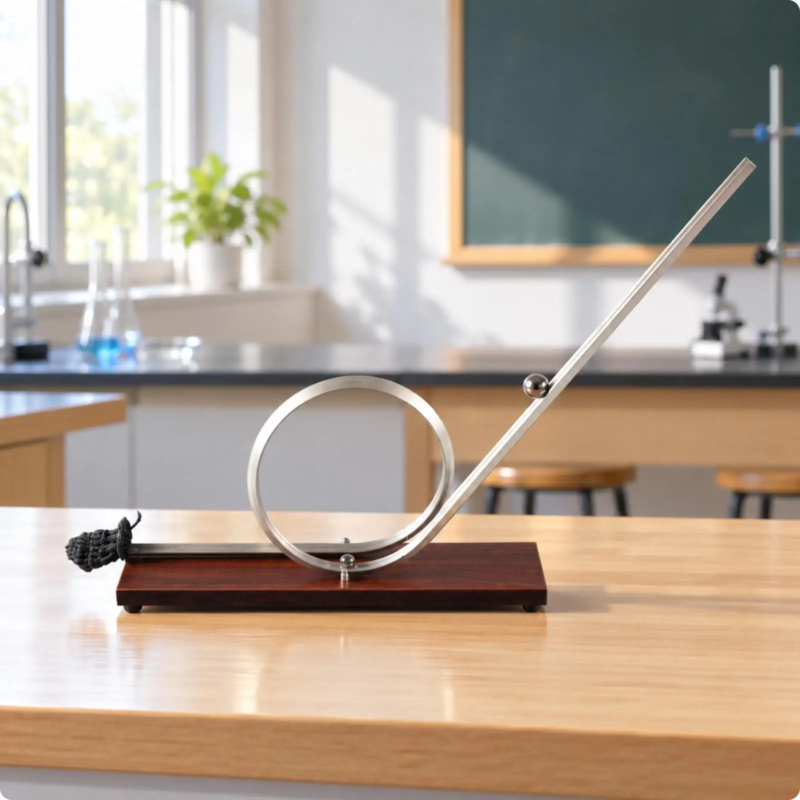 Centrifugal Motion Demonstration Kit Metal Wood Track with Ball Catching Net for STEM Classroom Activities