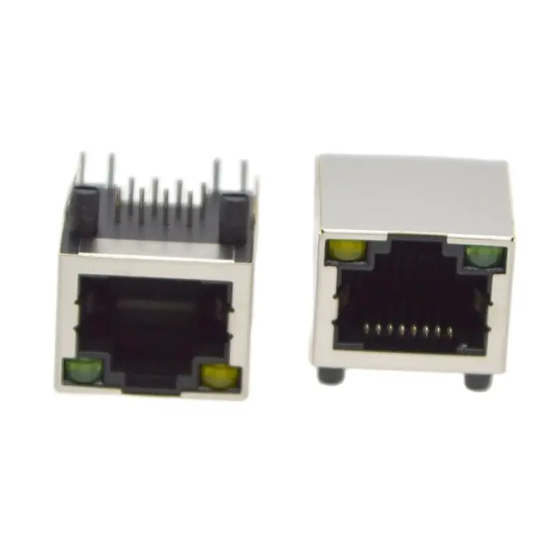 GONGFENG 100PCS RJ45 Network Socket Connector 56 8P8C With Lamp Tape shield Socket Factory Special Wholesale