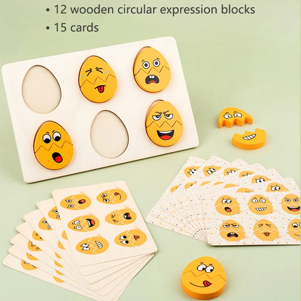 Kids Emotion Puzzles Montessori Parish Toys Expression Matching Board Game Sensory Thinking Educational Table Games for Kids