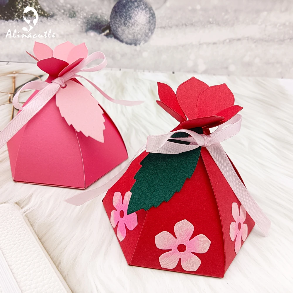 Alinacutle Metal Cutting Dies Cut Flower Treat Box Gift Bag Scrapbooking Paper Craft Album Handmade Card Template Die Cutting