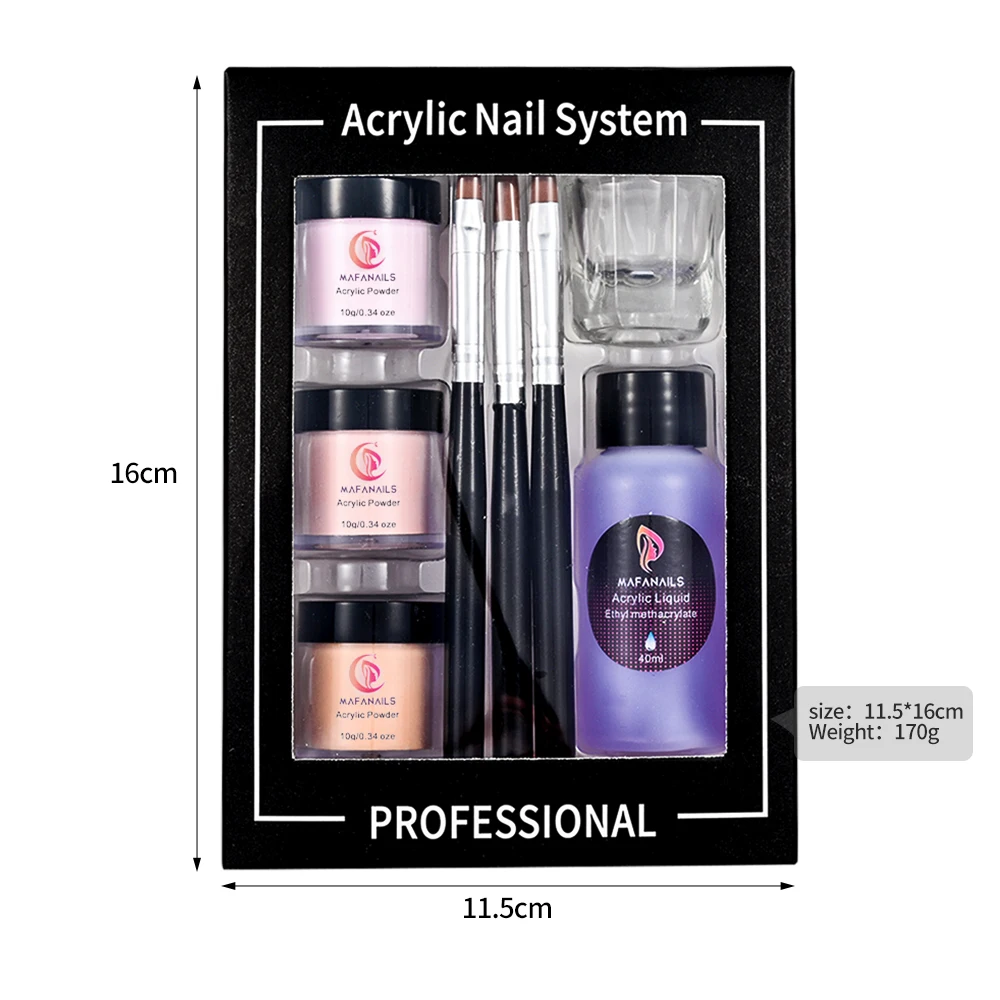 8 Stks/set Acryl Poeder & Vloeibare Nagelset 3 Kleuren Helder Roze Wit Acryl Poeder Met Professionele Borstel Beginner Nail Set