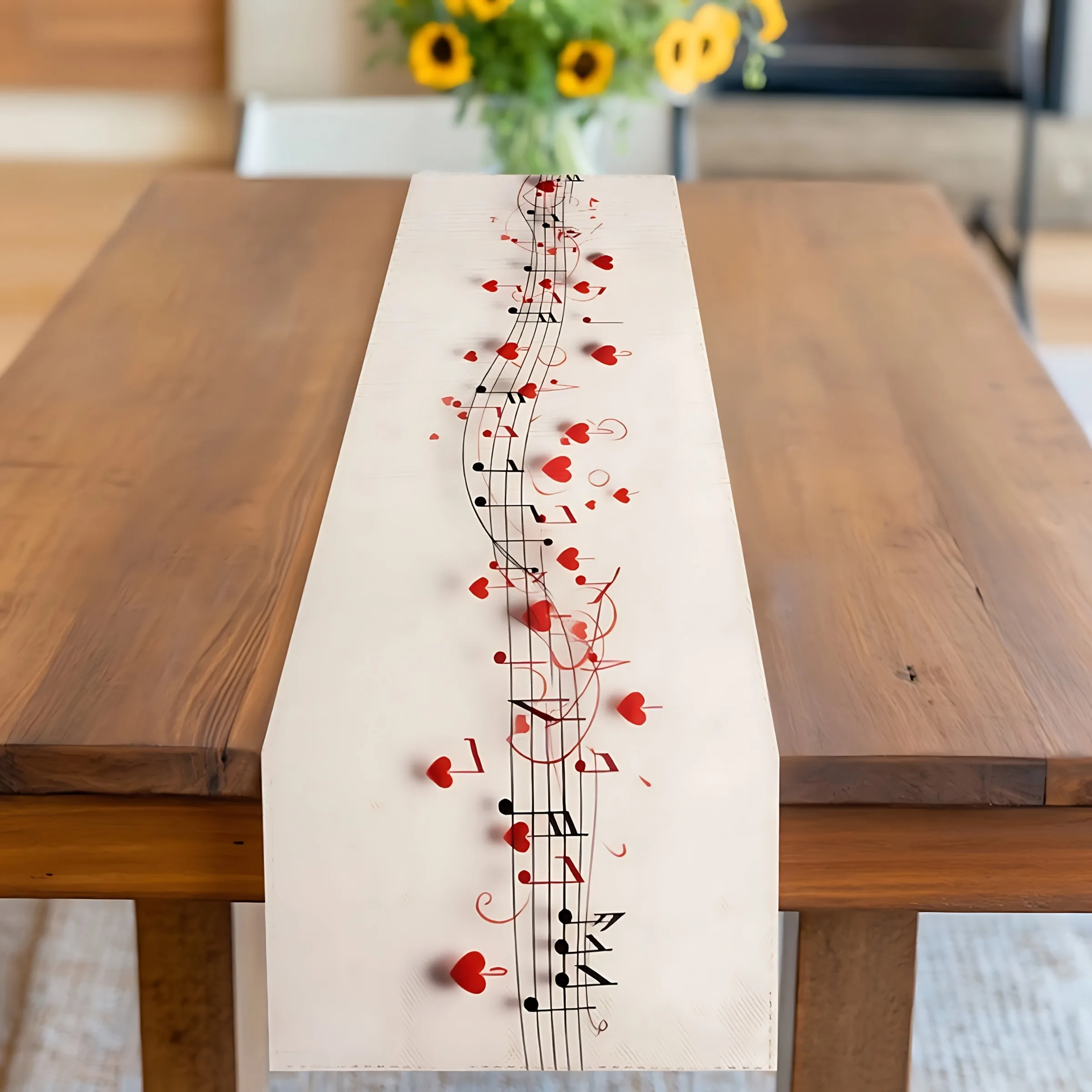 

Elegant Red Heart Table Runner is perfect for Valentine's Day love and eternal themes, perfect for dining tables, kitchens, and