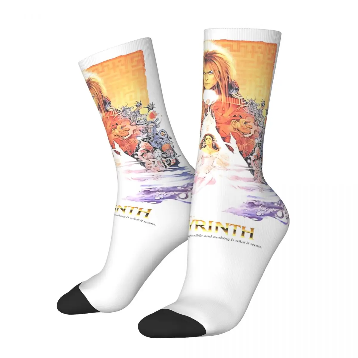 Labyrinth Socks Men's Women's Polyester  Davids Bowies Socks Harajuku Spring Summer Autumn Winter Middle Tube Stockings Gift