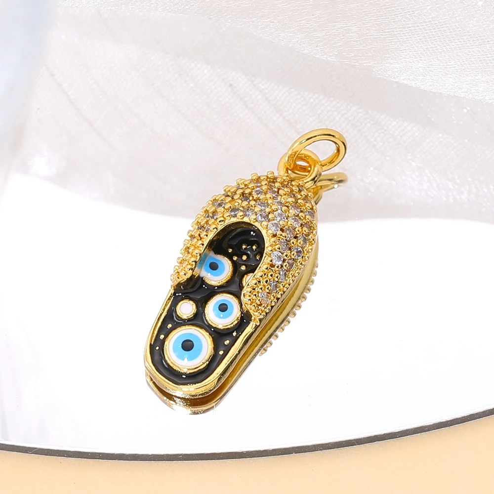 Juya Handwerk Bunte Emaille Anhänger Hausschuhe Hamsa Fatima Türkische Griechische Bösen blick Charms Für DIY Mode Schmuck Machen – Detail 9