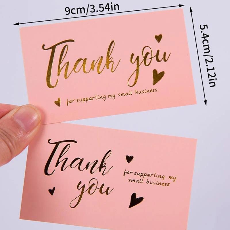 50pcs Pink Thank You for Supporting My Small Business Card Thanks Greeting Card Appreciation Cardstock for Sellers Gift