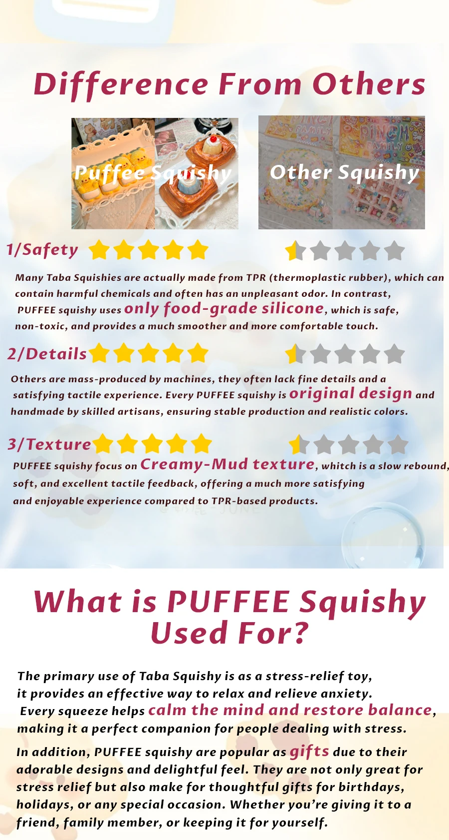 Siamese Puff-Squishy-Spielzeug aus lebensmittelechtem Silikon, cremiges weiches Klebespielzeug, Taba Squishy, Happy Game Pinching Dessert Toy, Cat Kitty – Detail 8