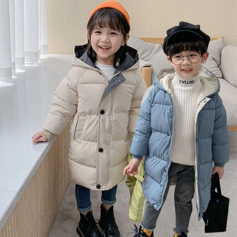 

2025 Winter Warm Children Jacket Cotton Thick 3 4 5 6 7 8 10 12 Years Kids Outerwear Coat Baby Boys Girls Hooded Down Jacket