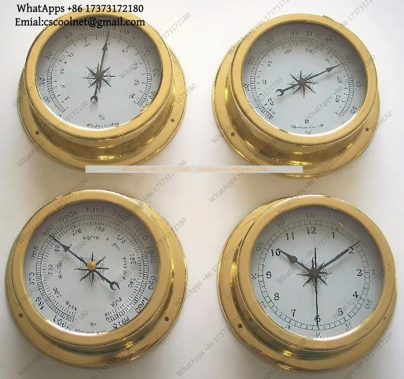 145mm Brass Weather Station Kit Dial Face Thermometer Hygrometer Barometer Clock Gauge Instrument Set Watch Parts