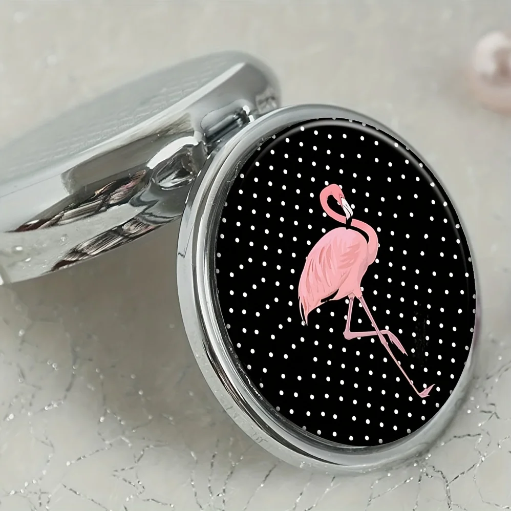 Flamingo decorative round pill storage box,3 compartment medicine box,pocket vitamin holder,portable travel medicine box