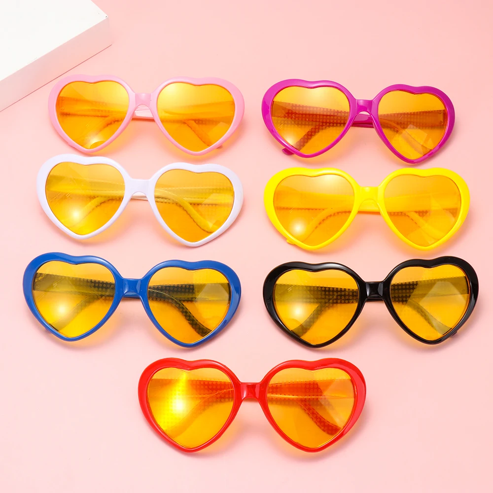 Women Love Heart Lights Change Light Glasses Rave Eyeglasses Night Diffraction Glasse Sunglasses