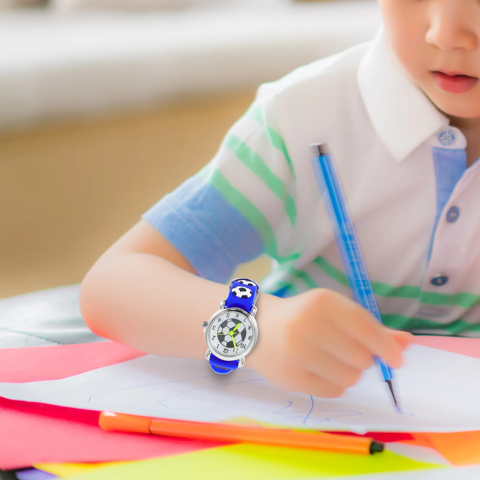 1 قطعة ساعة معصم كارتون كرة القدم نمط لينة حزام قابل للتعديل ساعة للطلاب هدية الوقت أداة التعلم #2