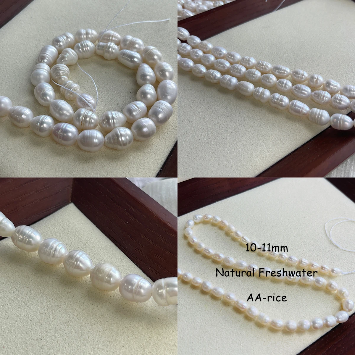 10-11mm Natrual Freshwater Pearl Threaded Rice Beads Charms for DIY Women Men Necklace Bracelets Jewelry Making Accessories