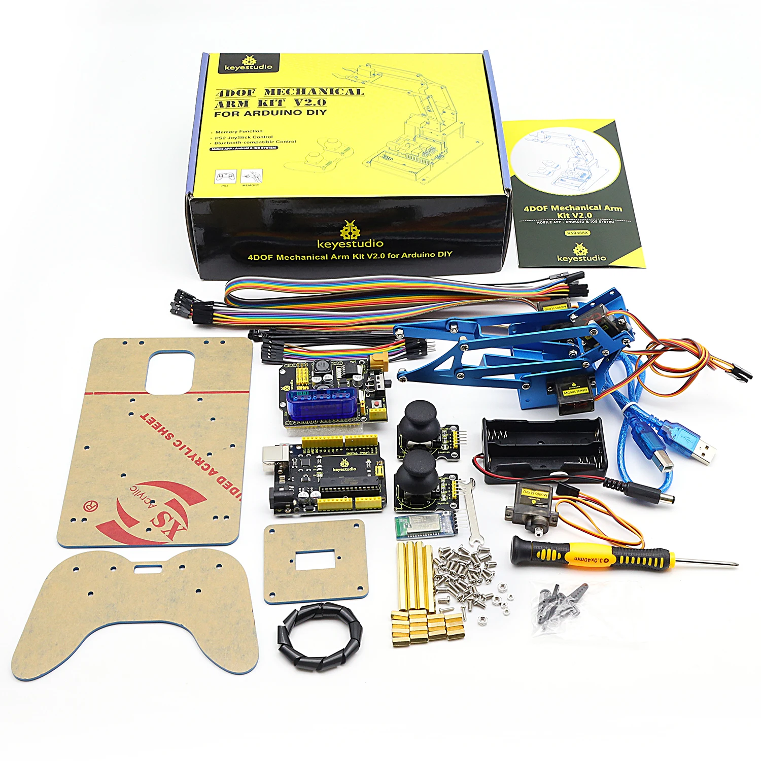 keyestudio-4dof-braccio-robotico-meccanico-metallico-ps2-kit-braccio-robotico-joystick-per-arduino-uno-progetto-programmazione-kit-fai-da-te-elettronico