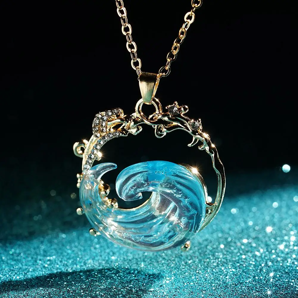 Fashion Wave Rings Earrings Pendants Sets Ocean Style Women Personalized Light Luxury Versatile Necklaces Suit Charming Jewelry