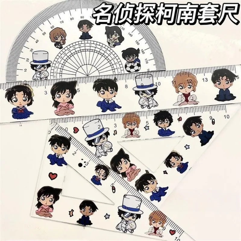 Detective Conan Conan Edogawa anime peripheral cartoon Q version printed protractor set ruler student special stationery gift