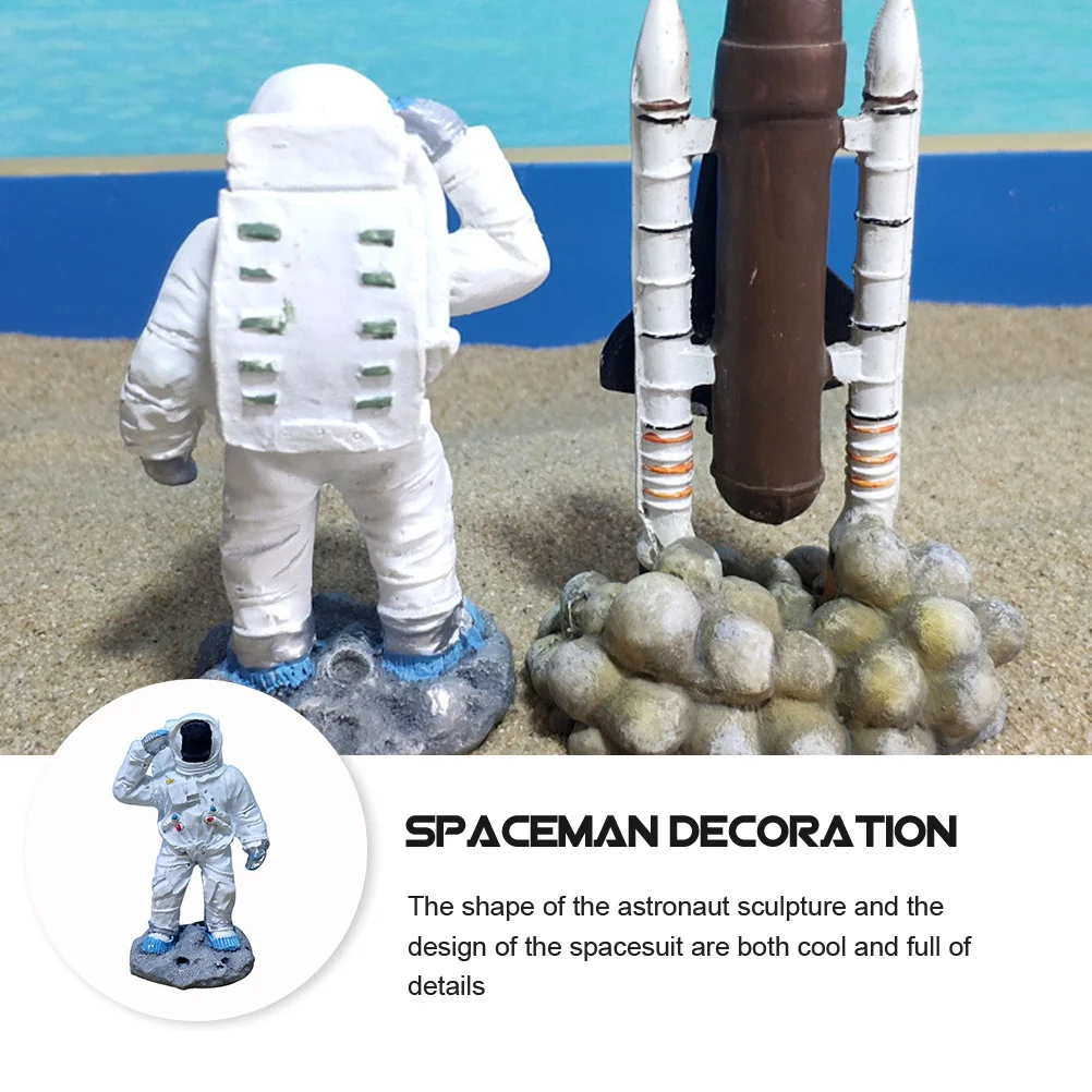 

2 Pcs Astronaut Ornament Figurine Birthday Decorations Resin Figure Astronauts Statue Themed Supplies Creative