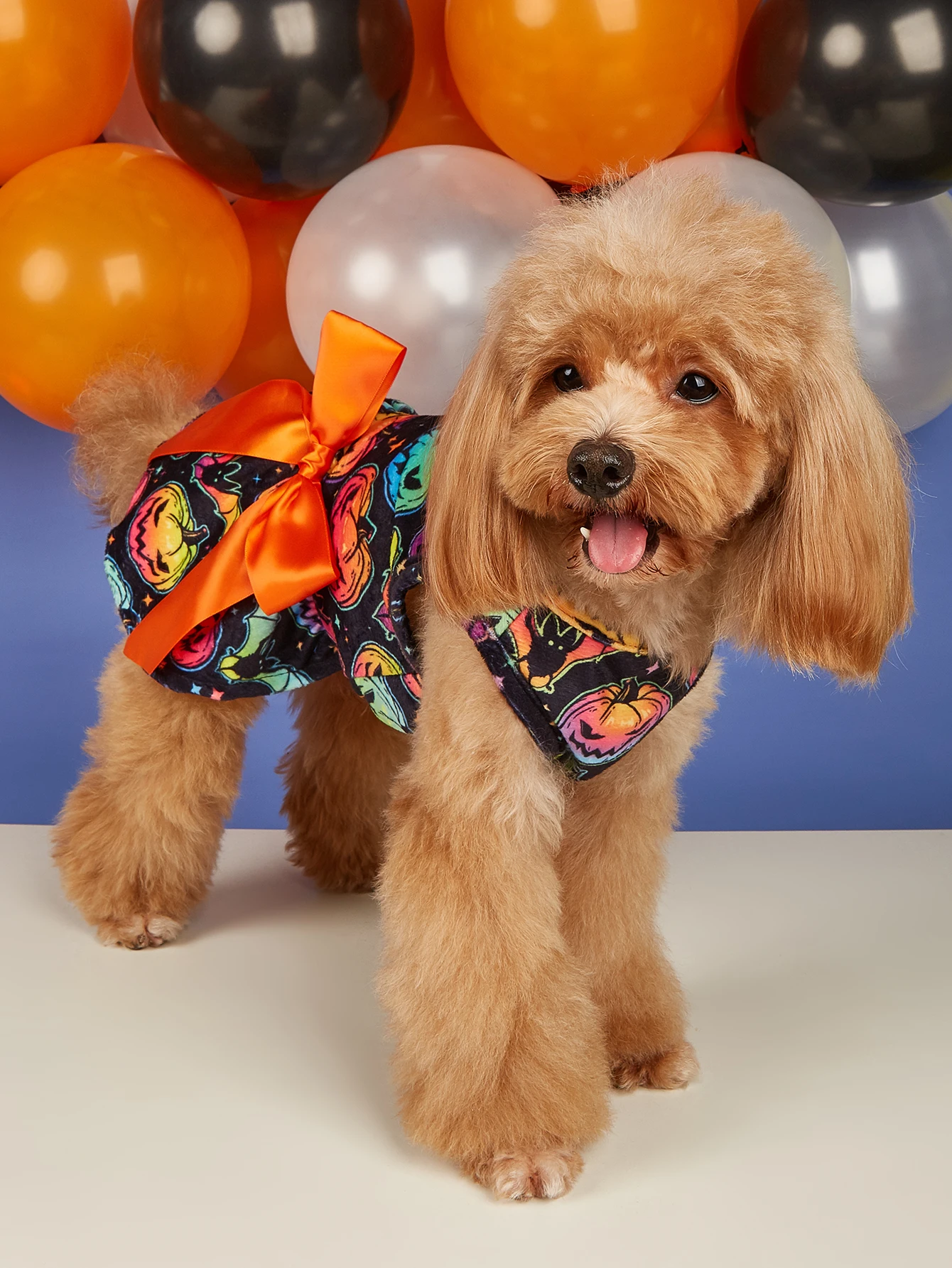 Gradient Color Spooktacular Pet Dress:Halloween Dog Costume Puppy Dress Doggie Party One Piece with Bowknot Pumkin Cat Vest