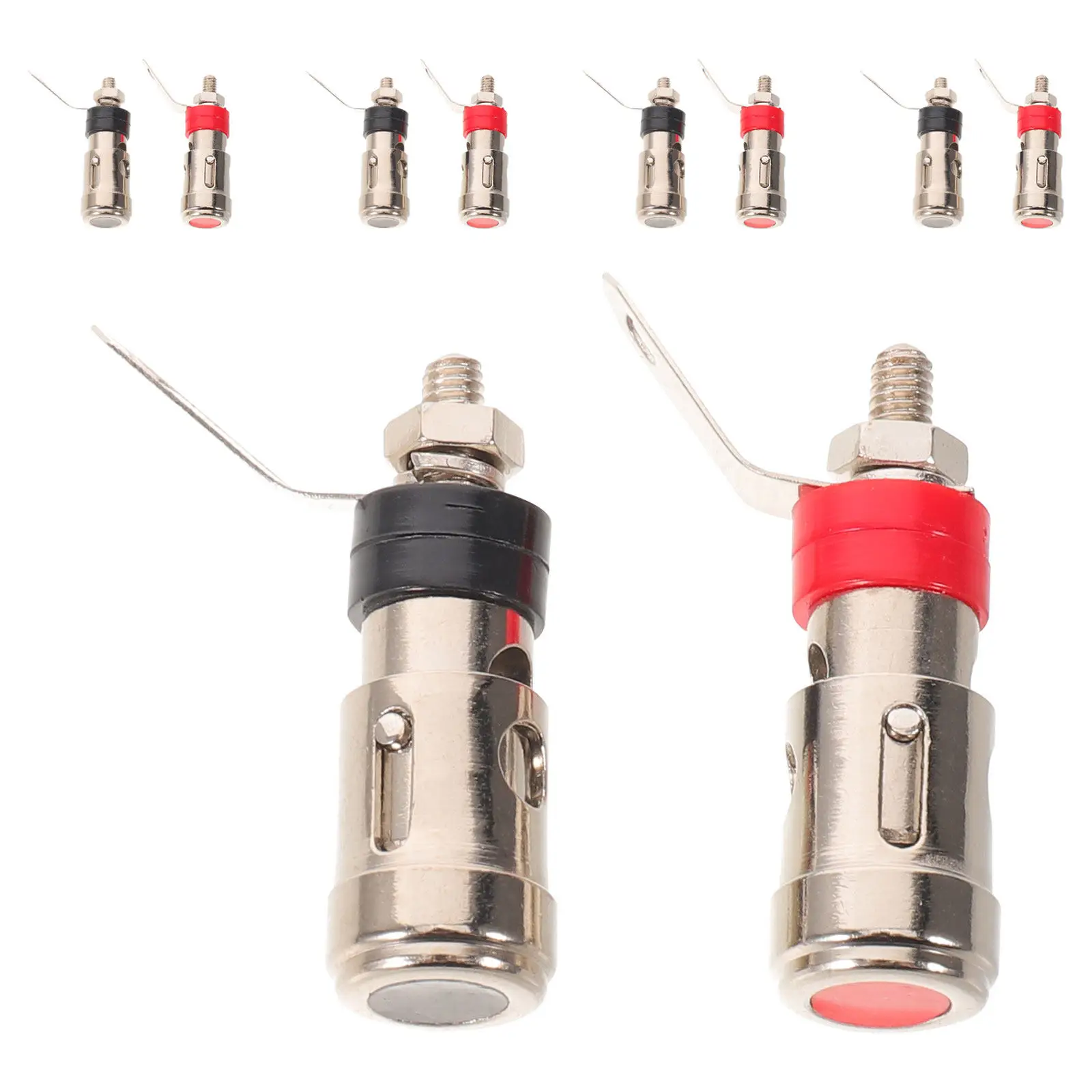 Spring Loaded Speaker Terminal Connector 10Pcs Nickel Plated Press Type Binding Post for Subwoofer Amplifier
