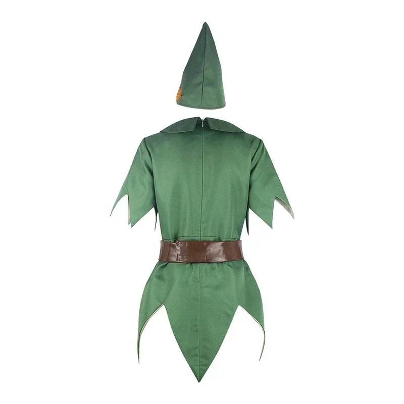 Fantasy Movie Peter Cosplay Jumpsuit Pan Costume Movie Peter Pan Green Elf Cloth Set Hat Uniform Halloween Carnival Costume