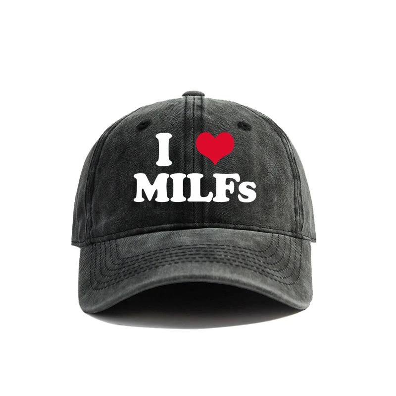 I Love MILFS Baseball Cap Summer Distressed Dad Hats Men Outdoor Adjustable Cotton Caps MZ-476