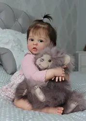 60cm Reborn Baby Toddler Silicone Lifelike 3D Painting with Visible Veins Rooted Hair High Quality Collectible Art Menina Toy