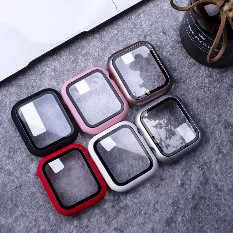 Tempered Glass+Cover For Apple watch Case 46mm 42mm 45mm 41mm 44mm 40 Screen Protector Apple Watch Accessories 11 10 9 6 SE 7 8