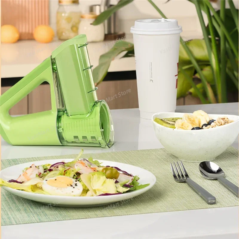 Electric Handheld Food Processor, Multi-Functional Rotary Drum Slicer and Shredder for Salad, Home Kitchen Gadget