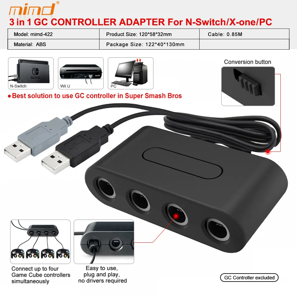 4 منافذ لعبة محول ل GameCube GC تحكم USB محول ل نينتندو سويتش NGC/Wii u/PC ستار القتال دعم دروبشيبينغ #2