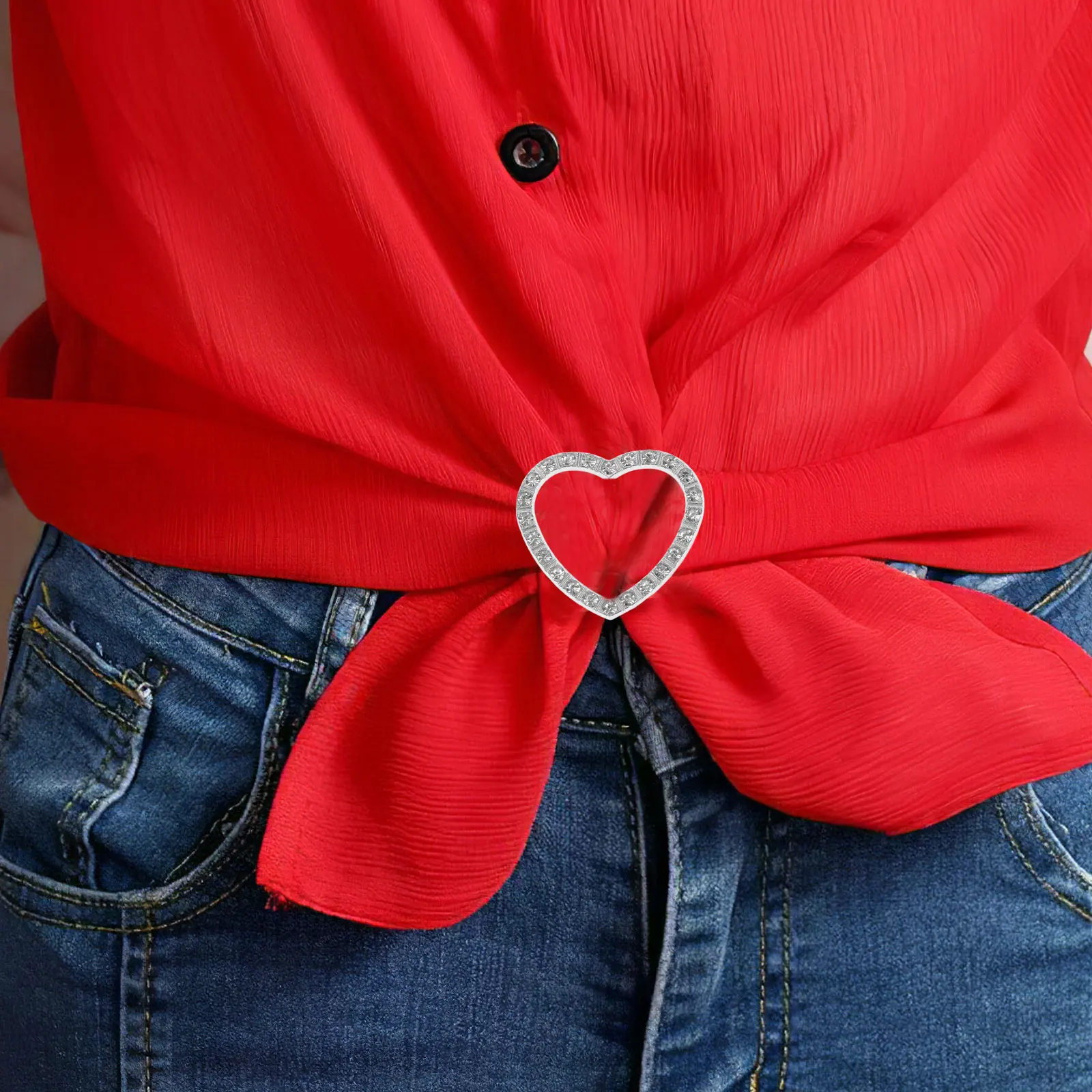 

4Pcs Rhinestone Heart Shaped Scarf Buckles Durable Alloy Clips for Women T-Shirt Shawl Rings Clothes Accessories