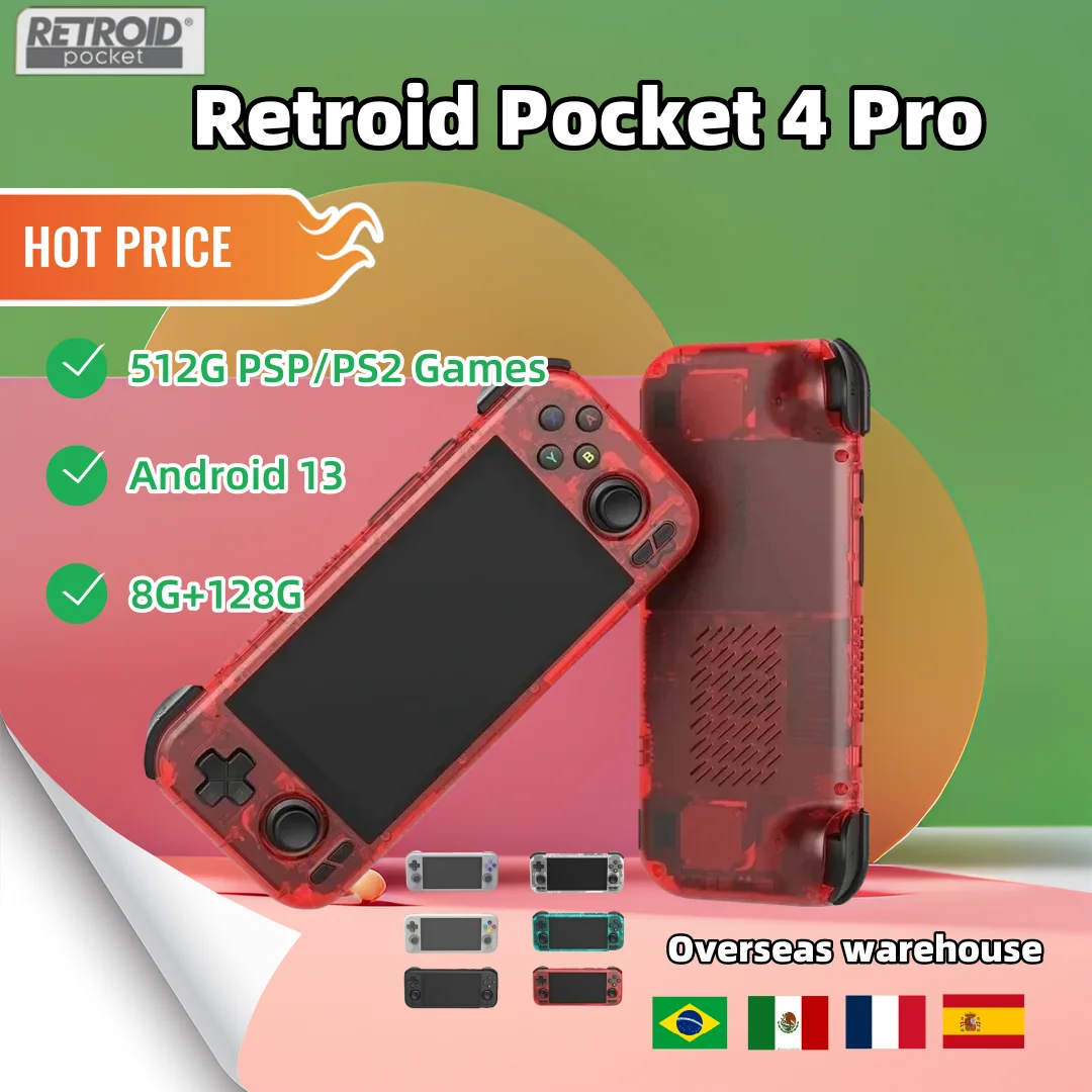 Retroid Pocket 4 Pro Retro Handheld Game Video Player Console 4.7 Inch Screen 8G+128G Android 13 Bluetooth 512G PSP PS2  Gift