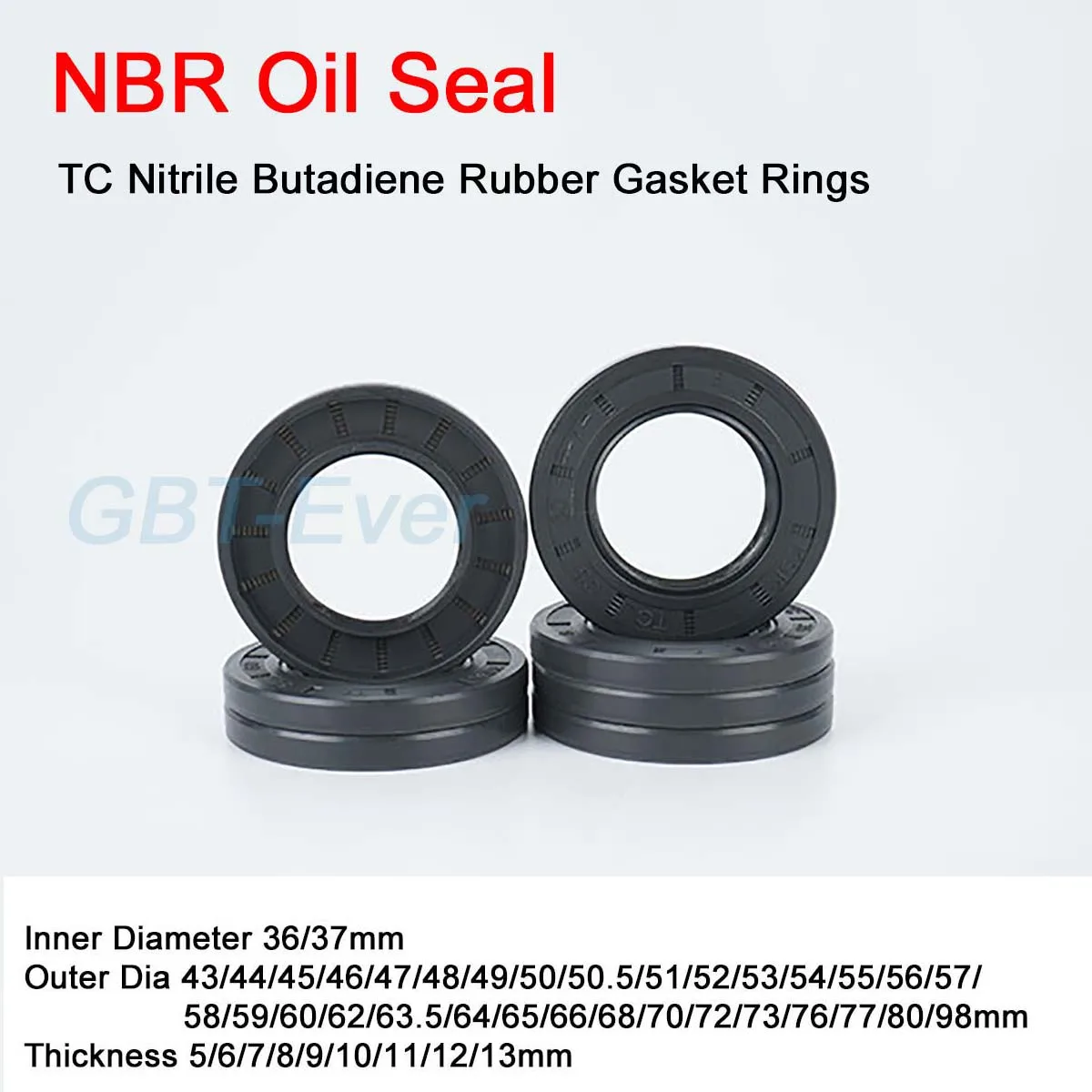 

NBR Framework Oil Seal ID 36/37mm TC Nitrile Butadiene Rubber Gasket Rings Cover Double Lip with Spring OD 43-98mm THK 5-13mm