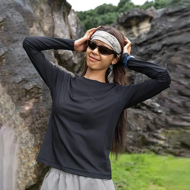 Women Outdoor Cycling Hiking Quick Dry Long Sleeve Slim Fit Fitness Sport T-shirts Girl Y2k Streetwear Track T Shirts
