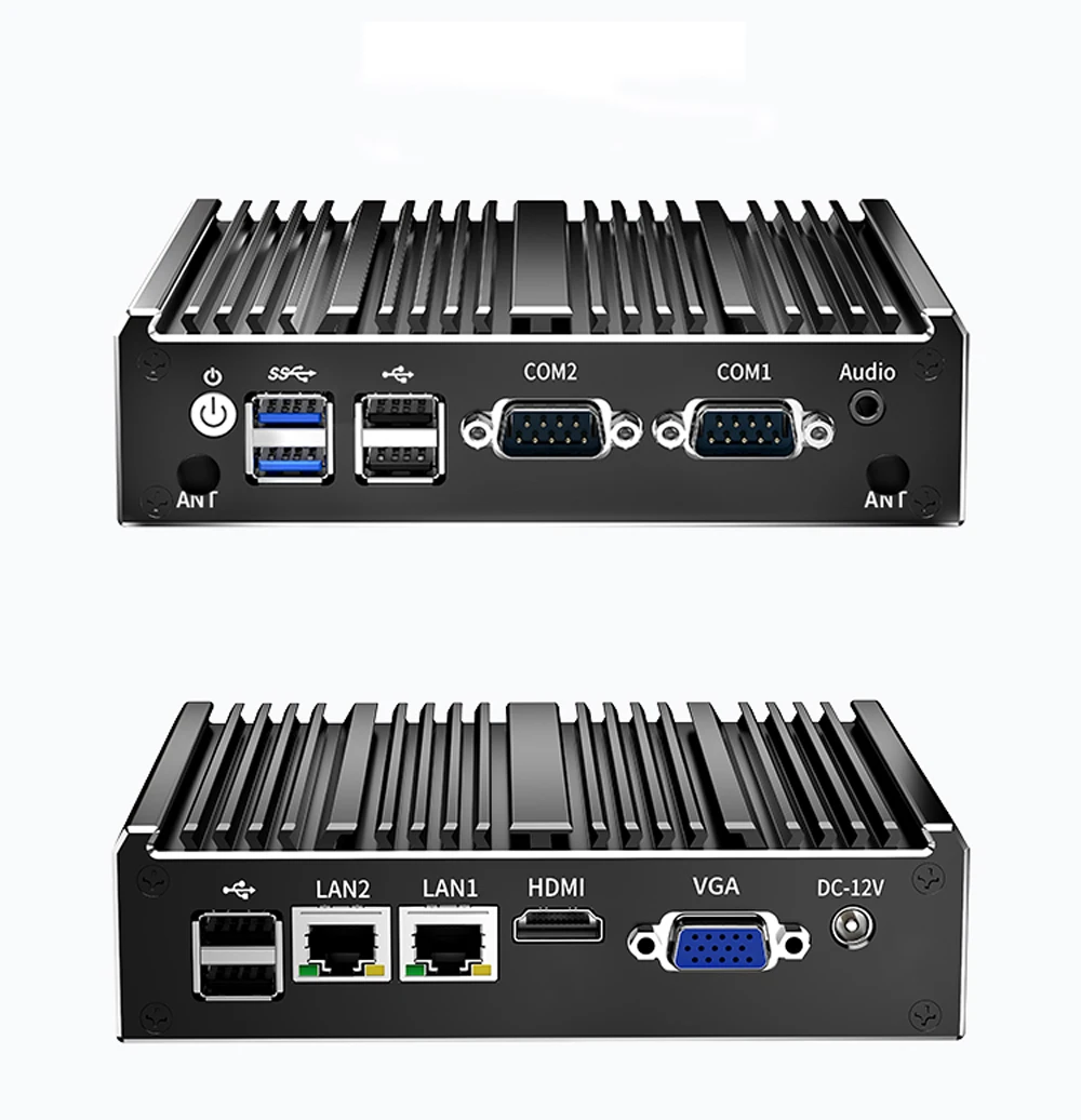 Custodia in metallo senza ventola Mini PC Intel N2840 Computer desktop da ufficio Pfsense DDR3L Msata SSD 2Lan 2COM VGA Display HD Windows10