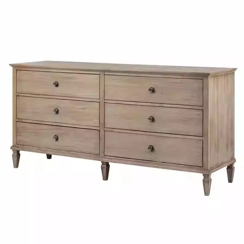 

Bedroom solid wood six-chest cabinet living room wall drawer storage aisle storage cabinet