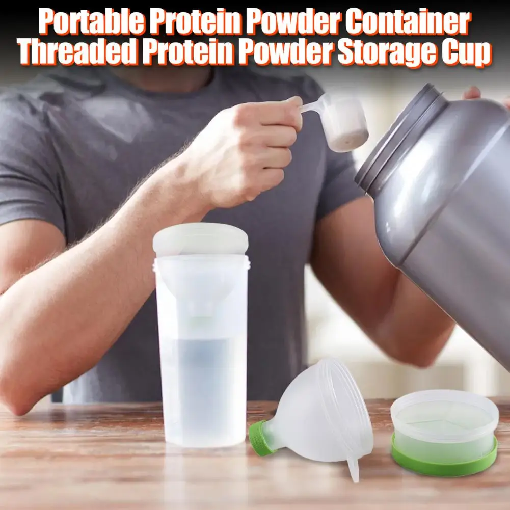 Protein Powder Cup Pill Box 70ml Leakproof Protein Powder Container Funnel Design Portable Supplement Cup For Workout Travel