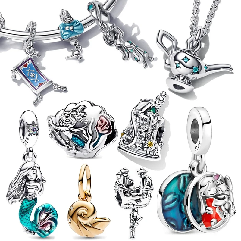 Disney Stitch Minnie Mouse Winnie Charms ciondola Fit Pandora Charms bracciale originale in argento per la creazione di gioielli