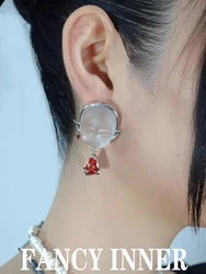 2023 New Punk Doll Stud Earring Transparent Human Face Demon Rhinestone Unisex Jewelry for Women Men Couple Party