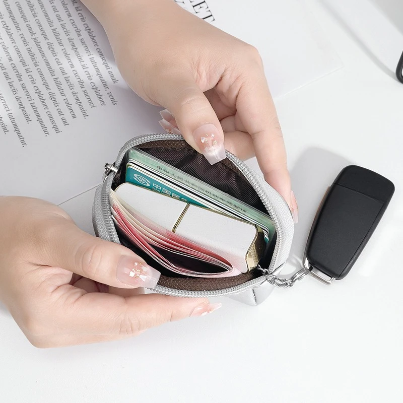 New Silver Black Women Coin Purse Small Bag Wallet Change Purses Zipper Money Bags Kids Mini Wallets Leather Key Holder