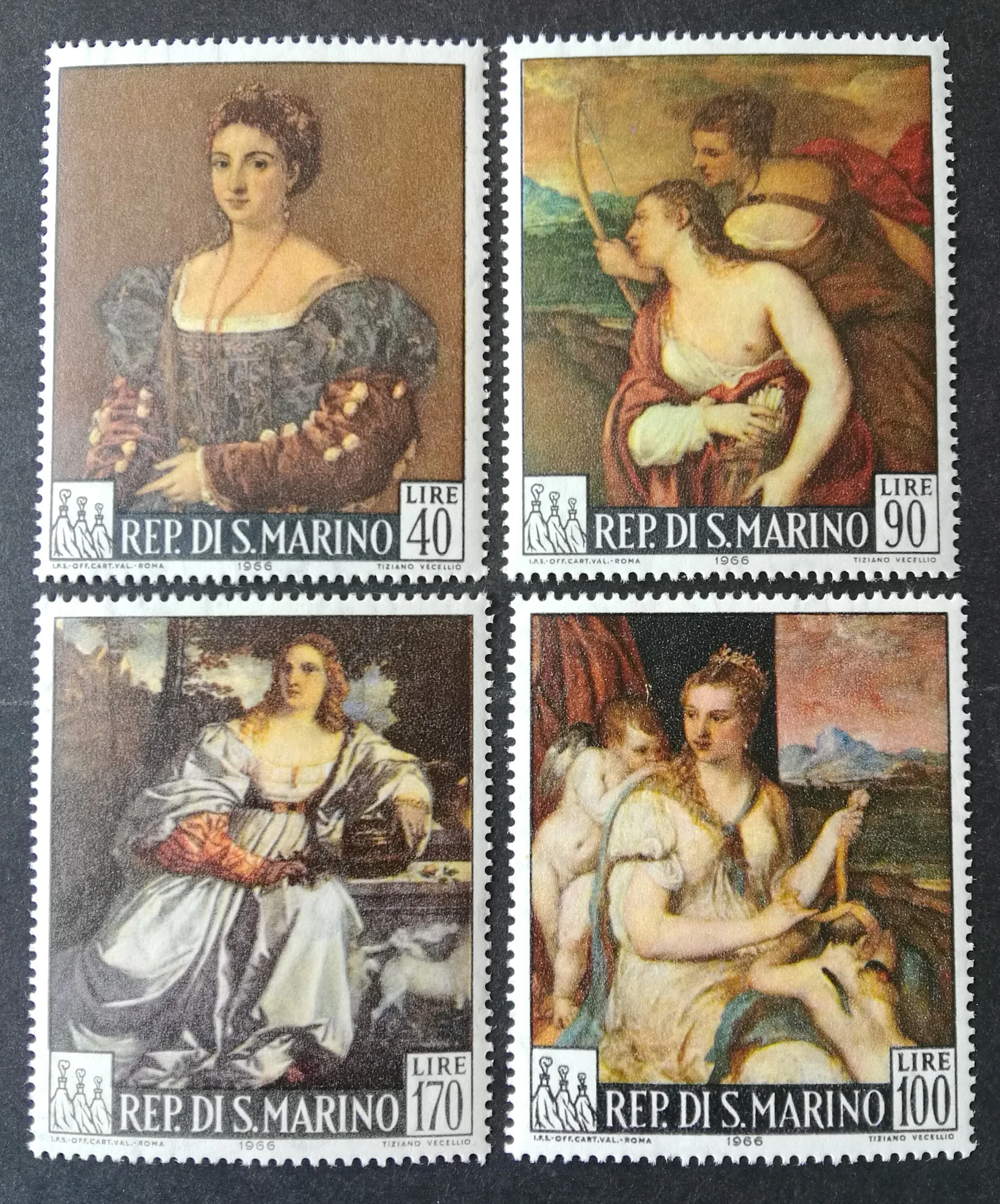 4 sztuki / zestaw nowych znaczków pocztowych San Marino 1966 Titian Painting Stamps MNH